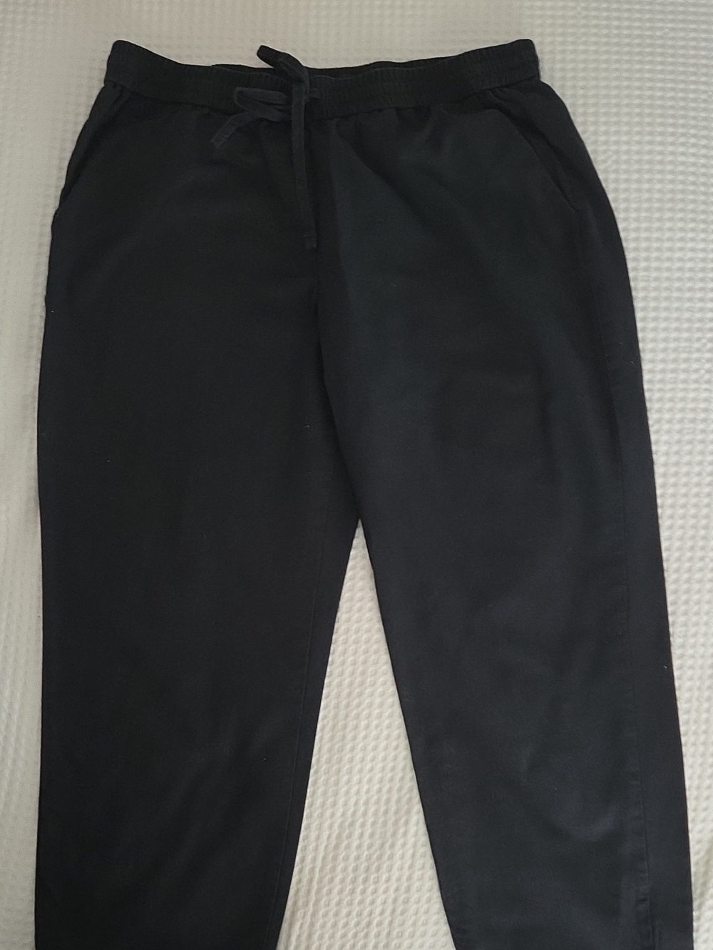 J. Crew Factory Black Straight-Leg Drawstring Pants Size 12 Linen Cotton Blend